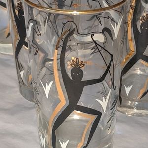 7 Vintag Libby 12 oz glasses MCM native bow arrow
